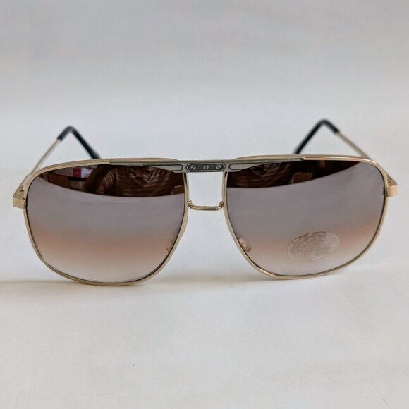 NWT Vintage 90's Large Square Metal Sport Sunglasses (S. Gold) - Picture 1 of 5